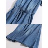 Denim Pocket Short Sleeve O-neck Casual Dresses