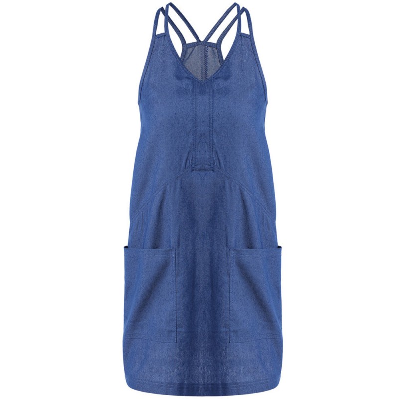 Casual Denim Pure Color Spaghetti Strap Romper Dresses