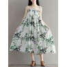 Flowy Ink Print Spaghetti Strap Loose O-neck Maxi Dress For Women