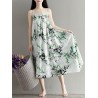 Flowy Ink Print Spaghetti Strap Loose O-neck Maxi Dress For Women