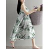 Flowy Ink Print Spaghetti Strap Loose O-neck Maxi Dress For Women