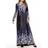 Vintage Velvet Crew Neck Long Sleeve Maxi Dress