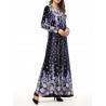 Vintage Velvet Crew Neck Long Sleeve Maxi Dress