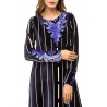 Muslim Velvet Striped Print Long Sleeve Long Dress