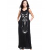 Casual Cat Print Sleeveless O-neck Women Maxi Dress