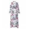 Bohemian Floral Print Splited Long Sleeve Lapel Women Maxi Dresses