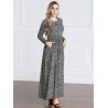 Vintage Women Muslim Print Maxi Dresses