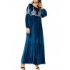 Islam Muslim Winter Velvet Print Long Sleeve Long Dress