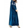 Islam Muslim Winter Velvet Print Long Sleeve Long Dress