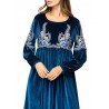 Islam Muslim Winter Velvet Print Long Sleeve Long Dress