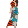 Vintage Bohemian Print Short Sleeve V-neck Maxi Dress