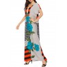 Vintage Bohemian Print Short Sleeve V-neck Maxi Dress