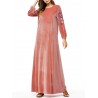 Muslim Embroidery Long Sleeve Overhead Maxi Dress