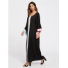 Women Contrast Color Long Sleeve Loose Long Maxi Dresses