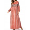 Islam Muslim Velvet Embroidery Pink Long Dress