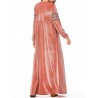 Islam Muslim Velvet Embroidery Pink Long Dress