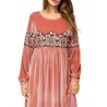 Islam Muslim Velvet Embroidery Pink Long Dress