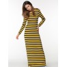 Women Casual Long Sleeve Stripe O-Neck Long Maxi Dresses