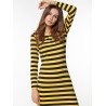 Women Casual Long Sleeve Stripe O-Neck Long Maxi Dresses