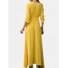 Bohemian V-Neck Long Sleeve Floor Length Maxi Dress