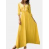 Bohemian V-Neck Long Sleeve Floor Length Maxi Dress