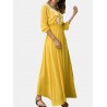 Bohemian V-Neck Long Sleeve Floor Length Maxi Dress