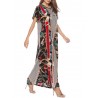 Vintage Asymmetric Print Batwing Sleeve Overhead Maxi Dress