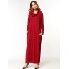 Casual Pure Color Turtleneck Long Sleeve Pockets Women Dresses