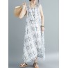 Loose Print Sleeveless Crew Neck Overhead Maxi Dress