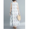 Loose Print Sleeveless Crew Neck Overhead Maxi Dress