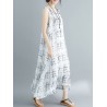 Loose Print Sleeveless Crew Neck Overhead Maxi Dress