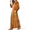 Islam Muslim Velvet Embroidery Pocket Brown Long Sleeve Dress