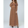 Polka Dot Long Sleeve Casual Big Wing Maxi Dress