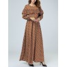 Polka Dot Long Sleeve Casual Big Wing Maxi Dress