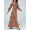 Polka Dot Long Sleeve Casual Big Wing Maxi Dress