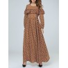 Polka Dot Long Sleeve Casual Big Wing Maxi Dress