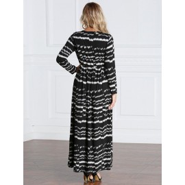 Vintage Women Muslim Print Patchwork Maxi Dresses