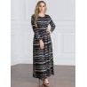 Vintage Women Muslim Print Patchwork Maxi Dresses