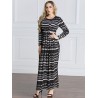 Vintage Women Muslim Print Patchwork Maxi Dresses