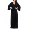 Solid Color Long Sleeve V-neck Maxi Dress