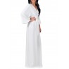 Solid Color Long Sleeve V-neck Maxi Dress