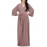 Solid Color Long Sleeve V-neck Maxi Dress