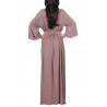 Solid Color Long Sleeve V-neck Maxi Dress