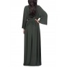 Solid Color Long Sleeve V-neck Maxi Dress