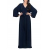 Solid Color Long Sleeve V-neck Maxi Dress