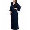 Solid Color Long Sleeve V-neck Maxi Dress