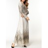 Elegant Print Long Sleeve Islam Muslim Slim Long Dress