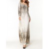 Elegant Print Long Sleeve Islam Muslim Slim Long Dress