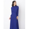 Women Elegant Bandage Stand Collar Long Sleeve Maxi Dress