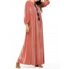 Islam Muslim Velvet Embroidery Pink Long Sleeve Dress